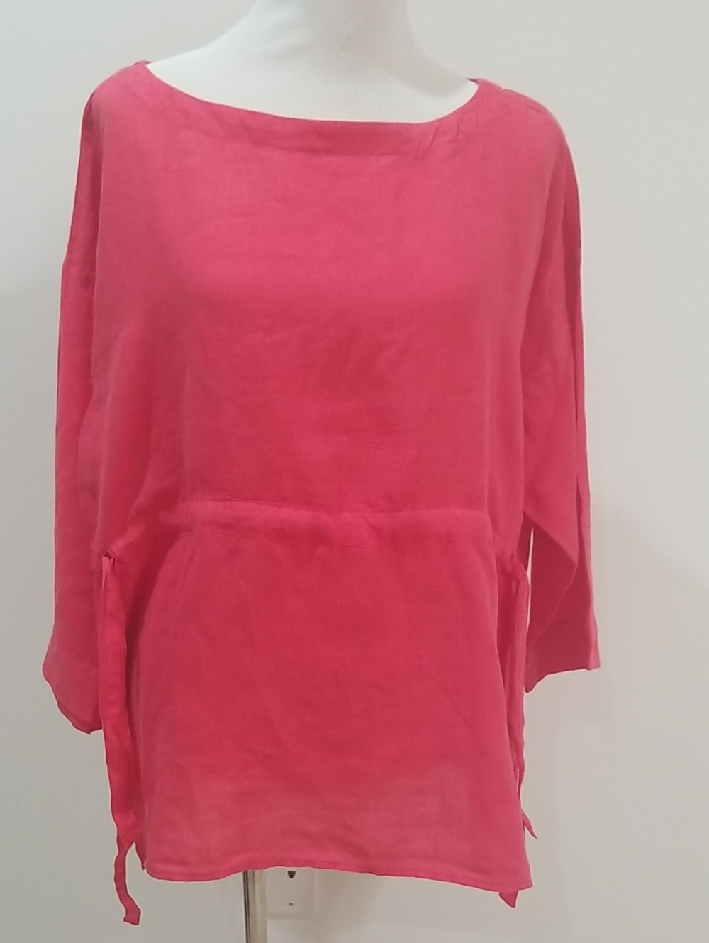 Eileen Fisher Coral Pink Relaxed Linen Tunic